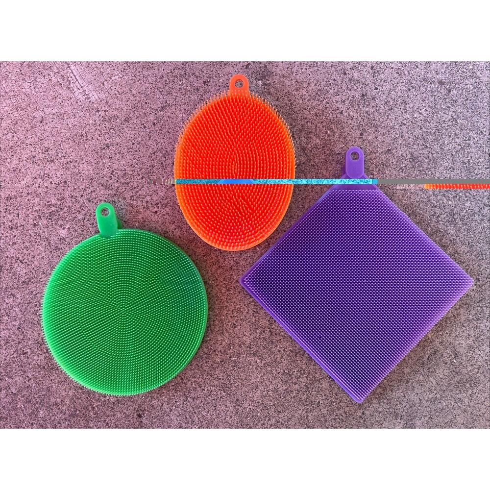Handy Housewares 4-5.5" Silicone Dish Scrubbing Sponge Cleaning Scrubber 3pc